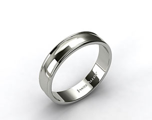 18k White Gold 6mm Grooved Edge Comfort Fit Wedding Band